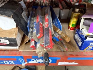 lot 624 image: Milwaukee and Lenox auger bits, various size grit discs, resin bonded belts150 grit