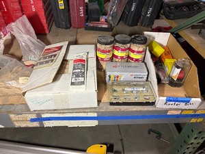 lot 649 image: Porter Cable router template guide set, Wood biscuits, planer blades, floor grinding bits, Superabrasive