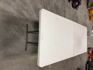 lot 667 image: (3) 6 white Lifetime fold-in-half  tables 80264