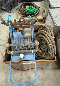 lot 131A image: Thawzall manifold with hoses and black magic blast cleaning abrasive