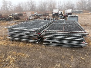 lot 201A image: Temporary chain-link fence panels with vertical center support.