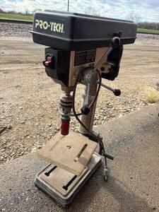 lot 32 image: 12 hp 2503100 RPM pro tech 10-inch 12 speed drill press tabletop