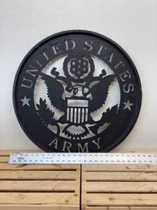 lot 63 image: 24 laser cut metal US Army wall medallion.