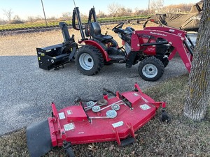 2016-17 Mahindra Max 26XL HST Tractor with Front Loader, 60' Mowing Deck and Meteor 60 Snowblower Only 180 Hours!!