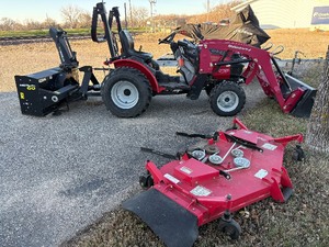 2016-17 Mahindra Max 26XL HST Tractor with Front Loader, 60' Mowing Deck and Meteor 60 Snowblower Only 180 Hours!!