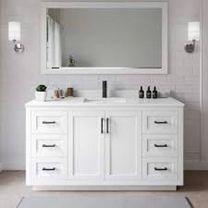 lot 13 image: Wyndham Collection Miranda 66 in. W x 22 in. D x 33.75 in. H Single Bath Vanity in White No Granite Included  Customer Returns See Pictures
