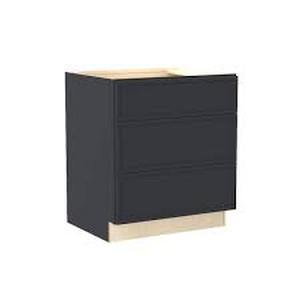 lot 47 image: Home Decorators Collection Franklin 12 in. W x 24 in. D x 34.5 in. H Assembled Plywood Drawer Base Bath Cabinet in Valiant Onyx with Soft Close    Customer Returns See Pictures