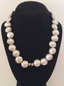 lot 4N image: Vintage Mercury Dime and Sterling Silver Bead Necklace - 52 Dimes Total