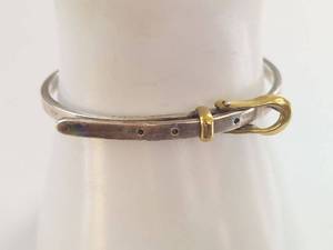 lot 33N image: Sterling Silver Adjustable Bracelet with Belt Buckle Design Made in Mexico