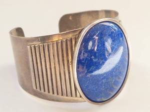 lot 40N image: Sterling Silver Lapis Lazuli Cuff Bracelet Signed Jay King DTR .925
