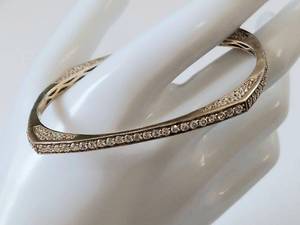 lot 49N image: Sterling Silver Cubic Zirconia Bangle Bracelet by Sonia B - Elegant Jewelry