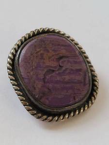 lot 54N image: Sterling Silver Charoite Pendant Signed RVT Unique Design