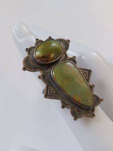 lot 67N image: Sterling Silver Ring with Green Turquoise Gemstone, Size 4.5