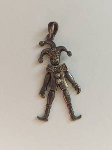 lot 85N image: Vintage Silver Jester Pendant with Articulated Arms and Legs