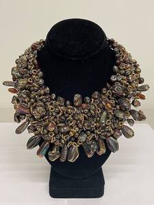 lot 106N image: Artisan Crafted Copper and Glass Bead Necklace with Intricate Design