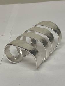 lot 107N image: Karine Sultan Silver Plated Sculptural Cuff Bracelet Abstract Design