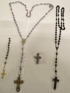 lot 111N image: Collection of Rosary Beads and Religious Christian Necklaces with Crucifixes
