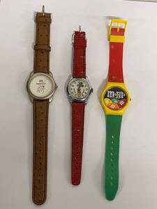 lot 117N image: Lot of 3 Themed Watches MTS Magic, Mickey Mouse, M&Ms Collectibles