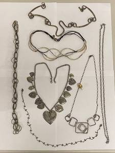 lot 118N image: Lot of Silver-Plated and Silver-Tone Necklaces - Various Designs and Styles