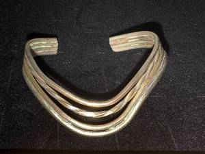 lot 135N image: Sterling Silver Cuff Bracelet Unmarked - 16.77g Unique Design