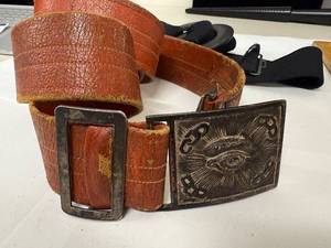 lot 141N image: Vintage Belts Lot with Eye Motif Buckle and Black Fabric Belt