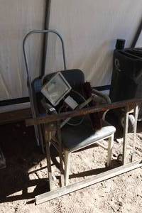 lot 306 image: Heavy Duty Cart, Step Stools, Chair, and Work Light