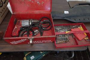 lot 276 image: Milwaukee Corded Drill with Bits