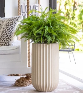 lot 6 image: 42 in Nearly Natural Artificial Fern Floor Plant with Ribbed Planter 24 in height