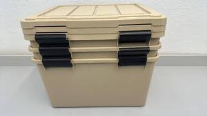 lot 7 image: Set of 3 44 Qt WeatherPro Heavy-Duty Storage Containers with Lids