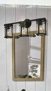 lot 12 image: Ove Joakim 3-Light Vanity Fixture with Black Finish and LED Bulbs