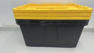 lot 16 image: Set of 3 Greenmade 27 Gallon Professional Grade Storage Box with Snap-Tight Lid