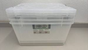 lot 22 image: Greenmade InstaView 45 Quart Storage Totes 3 Pack