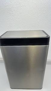lot 42 image: Kohler 13-Gallon Stainless Steel Sensor Trash Can - used condition - small dents