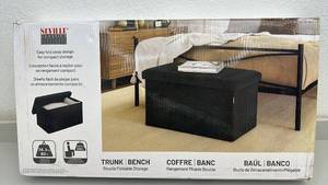 lot 58 image: Seville Classics Trunk Bench with Foldable Storage in Black