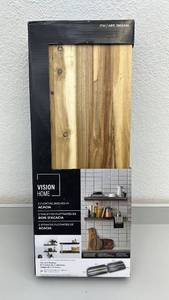 lot 80 image: Vision Home Set of 2 Acacia Floating Shelves 24 in