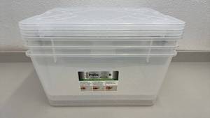 lot 96 image: 3 Pack Greenmode InstaView 45 Quart Clear Storage Boxes with Handle Locks