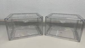 lot 100 image: 2 Collapsible Clear Storage Bins and Organizers 12.4in x 12.4in x 14.9in - not in box