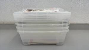 lot 114 image: Set of 4 IRIS Buckle Up Storage Totes 12 Qt Clear Plastic Boxes