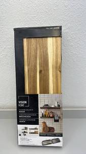 lot 117 image: Set of 2 Vision Home Acacia Wood Floating Shelves