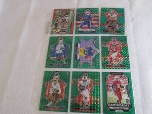lot 33 image: 9 Green Mosaic Prizm Insert Rookie ...