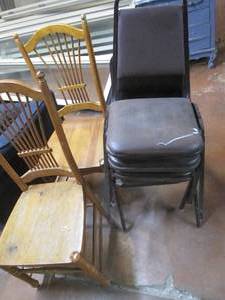 lot 206 image: Hardwood dining chair pair plus 4- ...