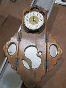 lot 231 image: Tri-fold Wall clock and shelf combo...