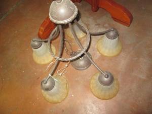 lot 239 image: Rustic style hanging light with tin...