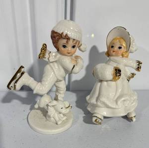 lot 81 image: Porcelain Ice Skaters Figurine Pair