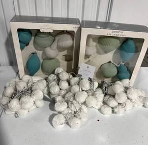 lot 15 image: Wonder Shop Pastel Ornament Sets and Snowball Garlands