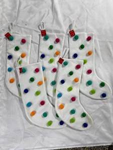 lot 64 image: Wondershop White Stockings with Colorful Pom Poms