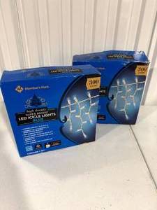 lot 42 image: Members Mark LED Icicle Light Sets  Blue, 300 Count Each