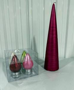lot 78 image: Metallic Ornament & Cone Tree Candles