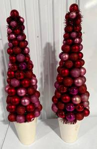 Set of 2 Red Ornament Christmas Trees