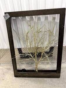 lot 83 image: Gold Tree in Rustic Wooden Frame
